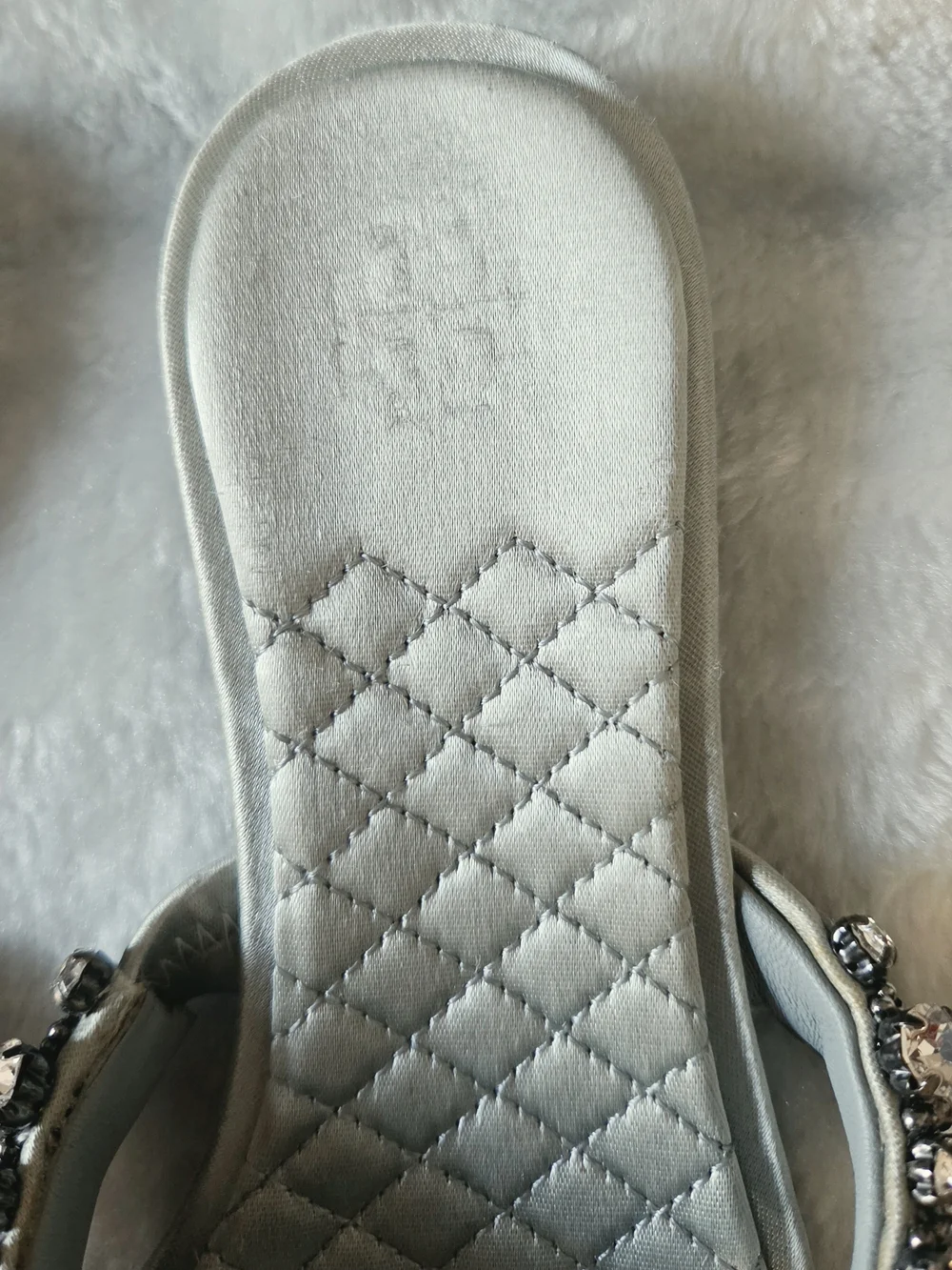 Tory Burch Logan Embellished Slide Sandals Gray